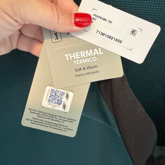 NWT PGA Tour 1/4‎ Zip Stretch Thermal Mens Medium Dark Teal Golf Dad Outdoor - Picture 9 of 10